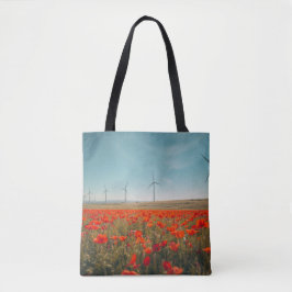 Eco Texas Tote Bag - Poppies & Wind Turbines  トートバッグ