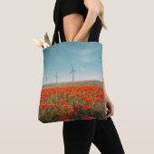 Eco Texas Tote Bag - Poppies & Wind Turbines  トートバッグ (クローズアップ)