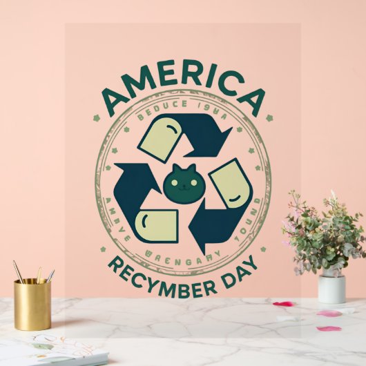 Eco Warrior Recycle Day Shirt アクリルサイン (ウェディング)