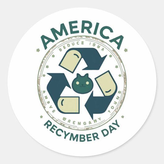 Eco Warrior Recycle Day Shirt ラウンドシール (正面)