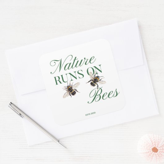 EcoFriendly Nature Runs On Bees for Meditation fan スクエアシール (封筒)