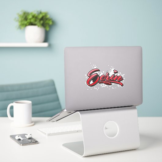 Ecrin red Heart Graffiti Aufkleber Sticker シール (デスク上のノートパソコン)