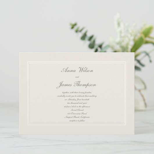 Ecru Dreams Simple Traditional Elegant Wedding 招待状 (スタンド正面)
