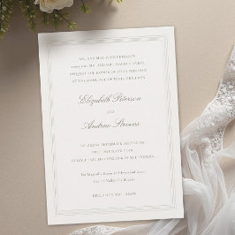 Ecru Formal Romance Classic Triple Frame  Wedding 招待状