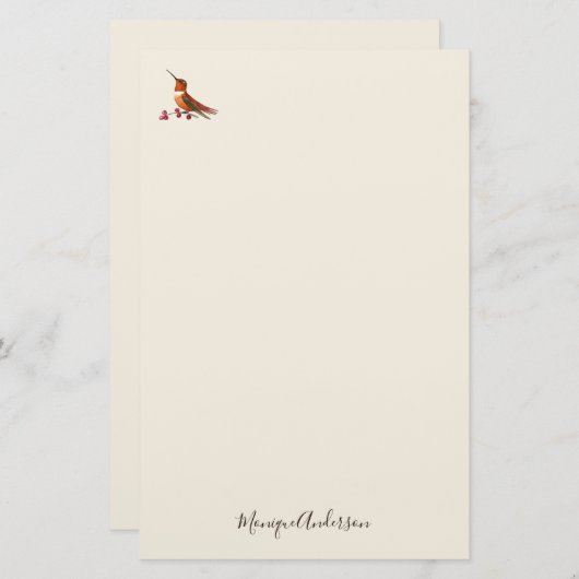 Ecru Hummingbird Stationery Paper 便箋 (正面/裏面)