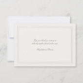 Ecru Triple Formal Elegant Modern Classic Wedding サンキューカード (裏面)