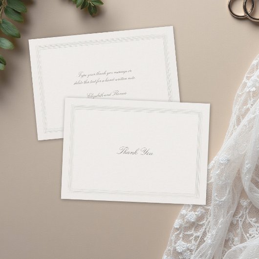 Ecru Triple Formal Elegant Modern Classic Wedding サンキューカード