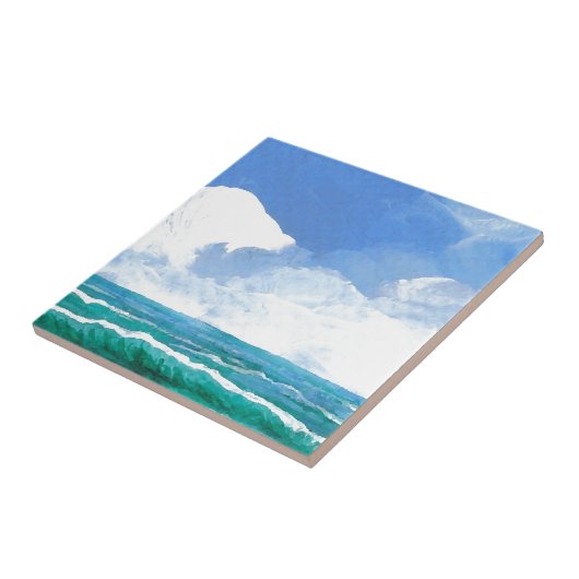 Ecstacyの海のビーチは波の芸術のギフトを振ります タイル (側面)