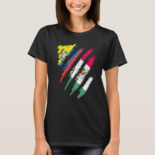 Ecuador Flag Mexico Grown Patriot Country Stripes Tシャツ (正面)