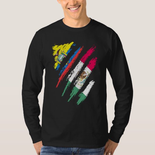 Ecuador Flag Mexico Grown Patriot Country Stripes Tシャツ (正面)