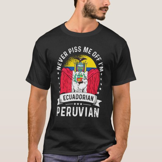 Ecuador Flag Peru Grown Humor Citizen Pride Tシャツ (正面)