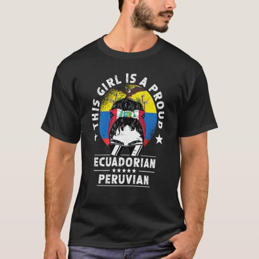 Ecuador Flag Peru Grown Women Girl Citizen Pride Tシャツ (正面)