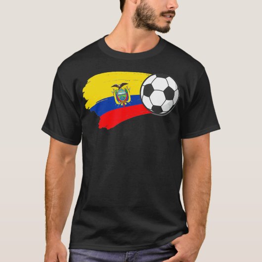 Ecuador Flag Soccer Ecuadorian Futbol Hispanic Roo Tシャツ (正面)