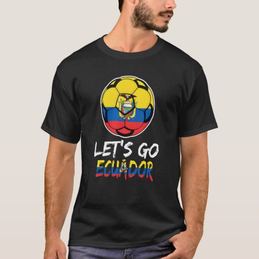 Ecuador Flag Team Football Ecuadorian Soccer Ball Tシャツ (正面)