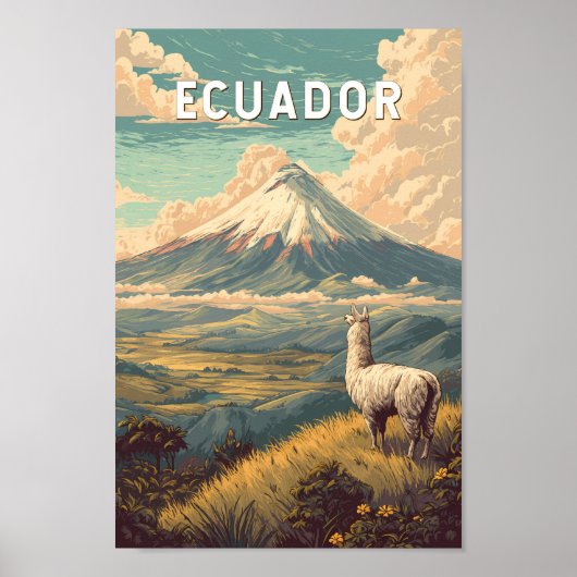 Ecuador Illustration Travel Art Vintage ポスター (正面)