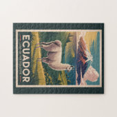 Ecuador Llama Illustration Travel Art Vintage ジグソーパズル (横)