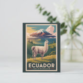 Ecuador Llama Illustration Travel Art Vintage ポストカード (スタンド正面)