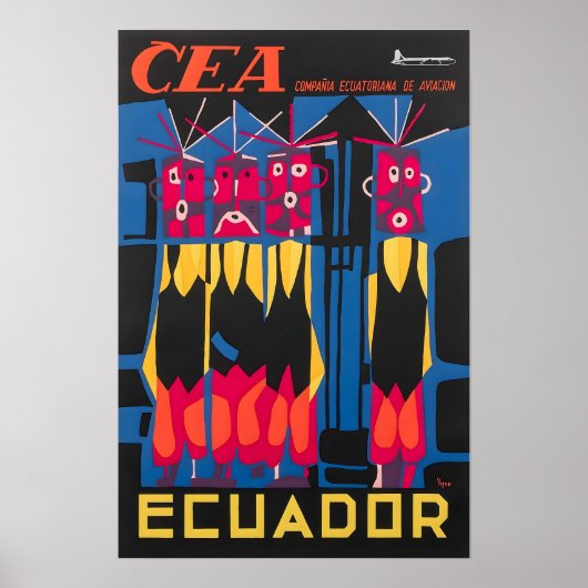 Ecuador Print South American Art CEA Travel Poster ポスター (正面)