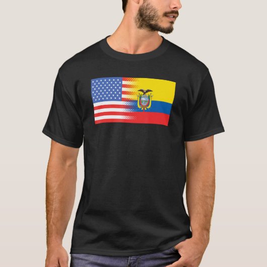 Ecuadorian American Flag Ecuador USA Tシャツ (正面)