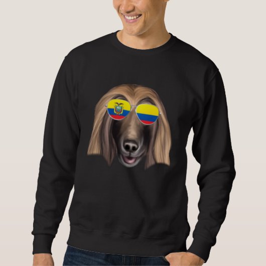 Ecuadorian Flag Afghan Hound Dog Ecuador Pocket スウェットシャツ (正面)