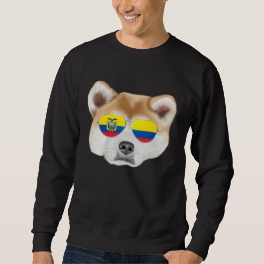 Ecuadorian Flag Akita Dog Ecuador Pocket スウェットシャツ (正面)