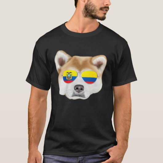 Ecuadorian Flag Akita Dog Ecuador Pocket Tシャツ (正面)