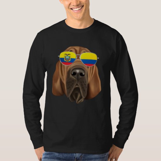 Ecuadorian Flag Bloodhound Dog Ecuador Pocket Tシャツ (正面)