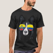 Ecuadorian Flag Border Collie Dog Ecuador Pocket Tシャツ (正面)