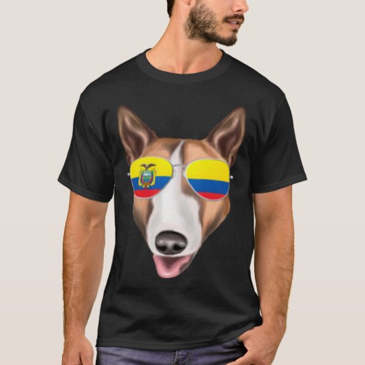 Ecuadorian Flag Bull Terrier Dog Ecuador Pocket Tシャツ (正面)