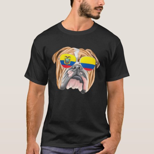 Ecuadorian Flag Bulldog Dog Ecuador Pocket Tシャツ (正面)
