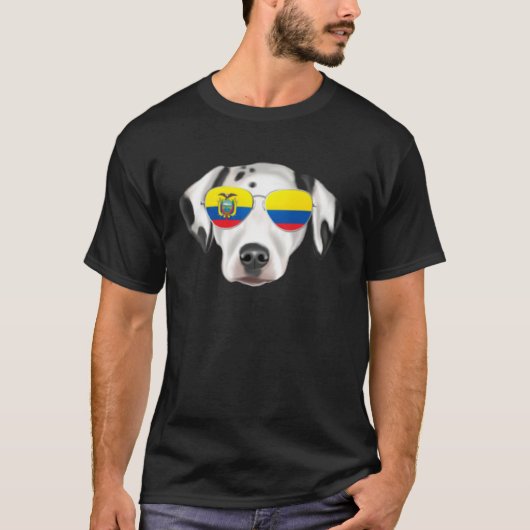 Ecuadorian Flag Dalmatian Dog Ecuador Pocket Tシャツ (正面)