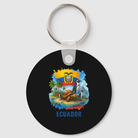 Ecuadorian Flag Ecuador Galapagos Islands Vacation キーホルダー (正面)