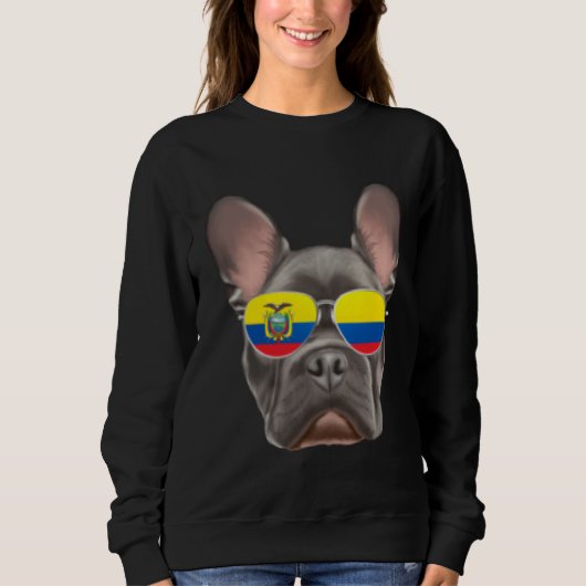 Ecuadorian Flag French Bulldog Dog Ecuador Pocket スウェットシャツ (正面)