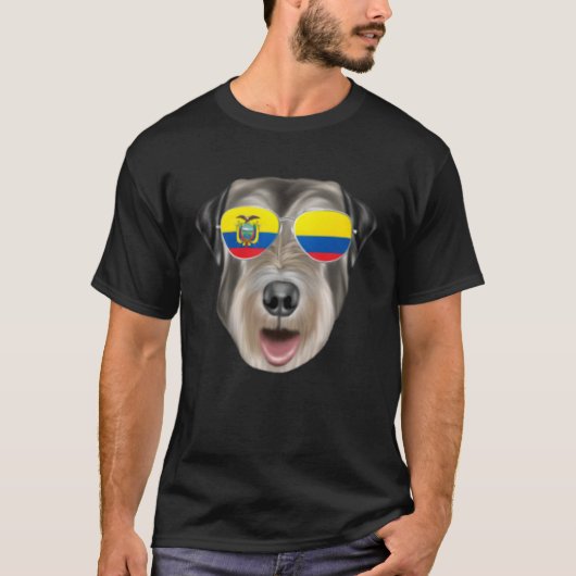 Ecuadorian Flag Irish Wolfhound Dog Ecuador Pocket Tシャツ (正面)