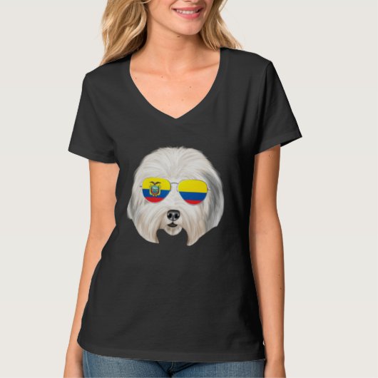 Ecuadorian Flag Old English Sheepdog Dog Ecuador P Tシャツ (正面)