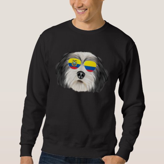 Ecuadorian Flag Polish Lowland Sheepdog Dog Ecuado スウェットシャツ (正面)