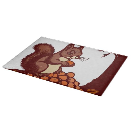 🐿️ Écureuil d'Automne – Accessoire de Cuisine カッティングボード (角)