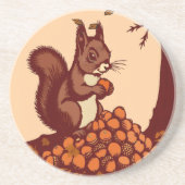 🐿️ Écureuil d'Automne – Sous-Verre Absorbant コースター (正面)