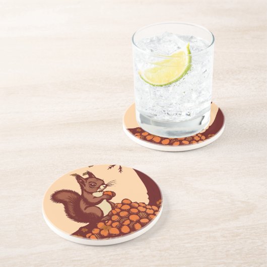 🐿️ Écureuil d'Automne – Sous-Verre Absorbant コースター (側面)