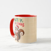 Écureuil de Noël festif avec boule de noël  マグカップ (正面左)