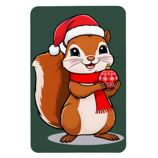 Écureuil de Noël Mignon マグネット (縦)