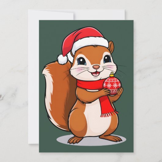 Écureuil de Noël Mignon 招待状 (正面)