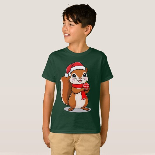 Écureuil de Noël Mignon Tシャツ (正面フル)