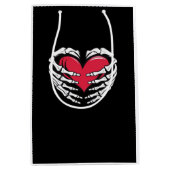 Edハートの骨格の手のクラシック ミディアムペーパーバッグ (正面)