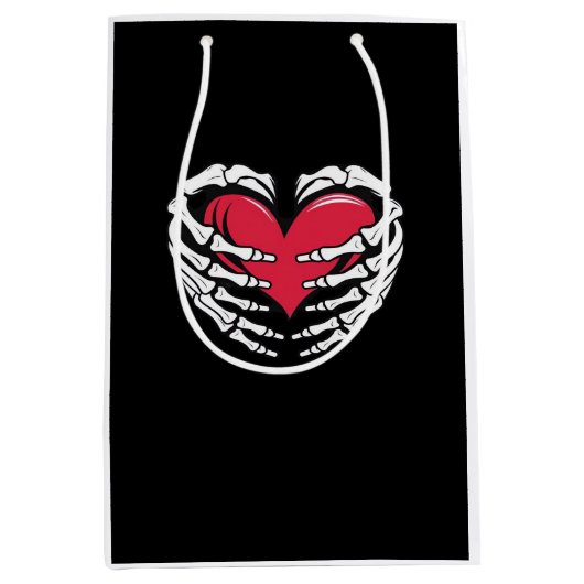 Edハートの骨格の手のクラシック ミディアムペーパーバッグ (正面)