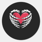 Edハートの骨格の手のクラシック ラウンドシール (正面)