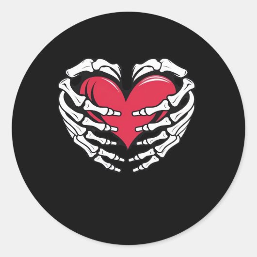 Edハートの骨格の手のクラシック ラウンドシール (正面)