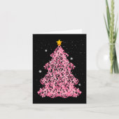 Ed4d Pink Ribbon Christmas Tree Merry Xmas Breast  カード (正面)