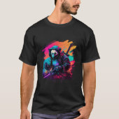 Ed Panda Ninja Steampunk Synthwave Tシャツ (正面)