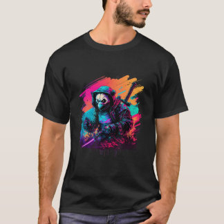 Ed Panda Ninja Steampunk Synthwave Tシャツ